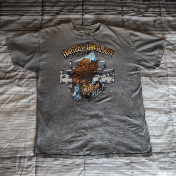 VTG 1990 Harley Davidson 3D Emblem T Shirt XL Single Stitch 90s Eagle Shield - Picture 1 of 11